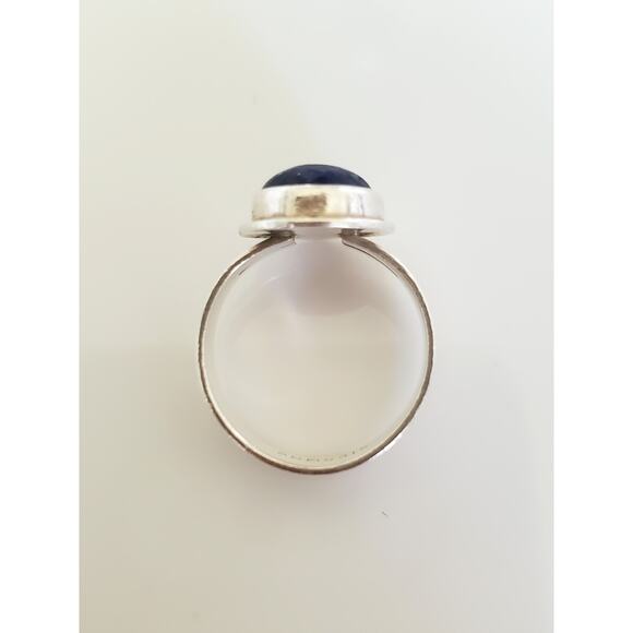Vintage Sterling Silver Lapis Lazuli Pinky Ring - Picture 5 of 8